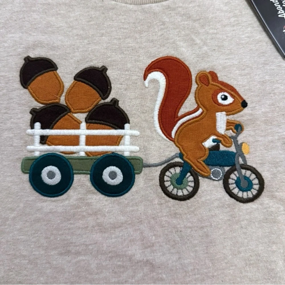 Gymboree 4T Squirrel Acorn Embroidered Long Sleeve Tee Deadstock NWT
